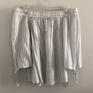 Topshop Striped Off The Shoulder Top